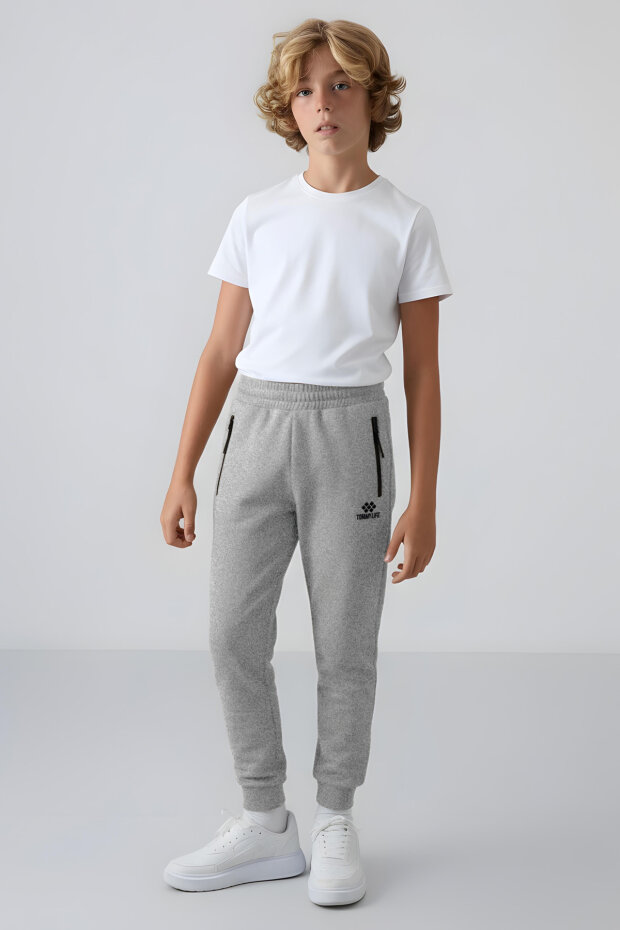 Standart Fit Basic 2'li Paket Siyah-Gri Melanj Erkek Çocuk Eşofman Alt - 64042 - 2