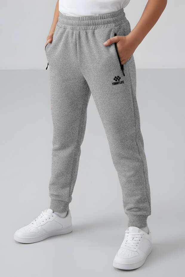 Standart Fit Basic 2'li Paket Siyah-Gri Melanj Erkek Çocuk Eşofman Alt - 64042 - 4