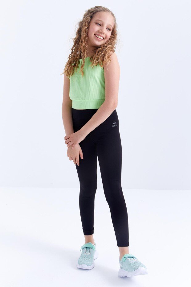 Standart Fit Basic 3'lü Paket Siyah-Gri-İndigo Kız Çocuk Tayt - 75047 - 3