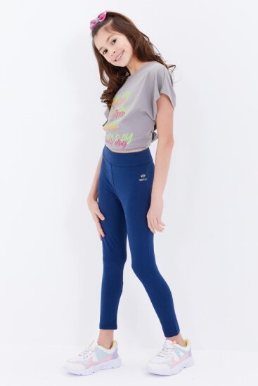 Standart Fit Basic 3'lü Paket Siyah-Gri-İndigo Kız Çocuk Tayt - 75047 - TOMMYLIFE (1)