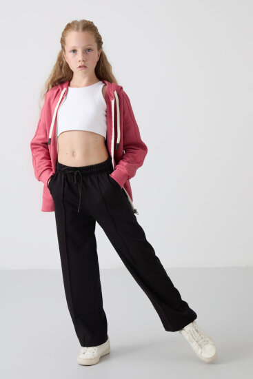 Standart Fit 2'li Paket Siyah-Kar Melanj Kız Çocuk Eşofman Alt -75144 - TOMMYLIFE (1)