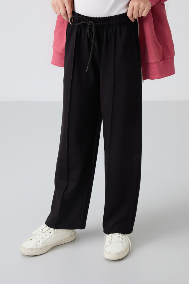 Standart Fit 2'li Paket Siyah-Kar Melanj Kız Çocuk Eşofman Alt -75144 - 3