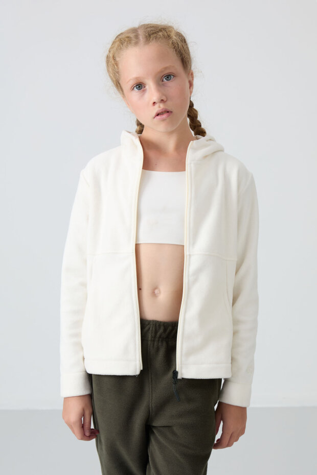 Standart Fit Kapüşonlu 2'li Paket Siyah-Ekru Kız Çocuk Sweatshirt - 75152 - 4