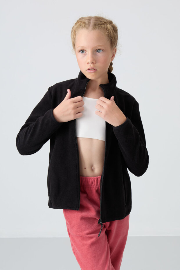 Standart Fit 2'li Paket Siyah-Bej Kız Çocuk Polar Sweatshirt - 75154 - 4