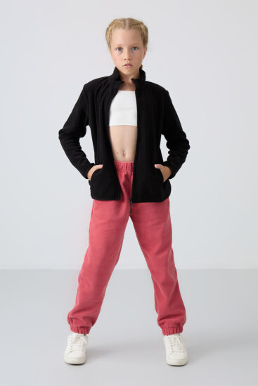 Standart Fit 2'li Paket Siyah-Bej Kız Çocuk Polar Sweatshirt - 75154 - TOMMYLIFE (1)