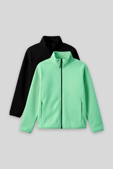 Standart Fit 2'li Paket Siyah-Su Yeşili Kız Çocuk Polar Sweatshirt - 75154 