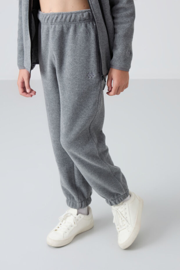 Standart Fit 2'li Paket Siyah-Gri Melanj Kız Çocuk Eşofman Alt - 75155 - 4