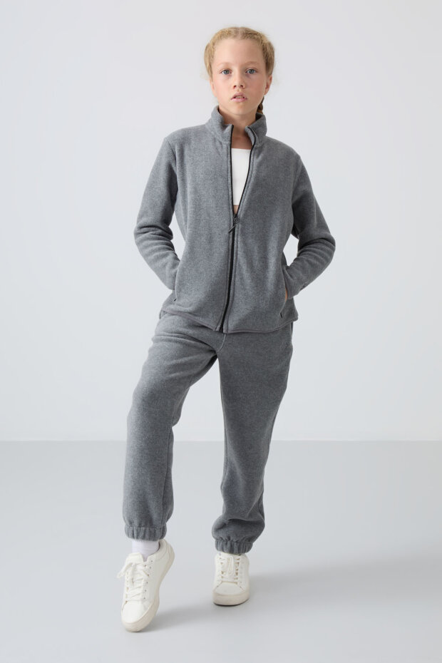 Standart Fit 2'li Paket Siyah-Gri Melanj Kız Çocuk Eşofman Alt - 75155 - 2