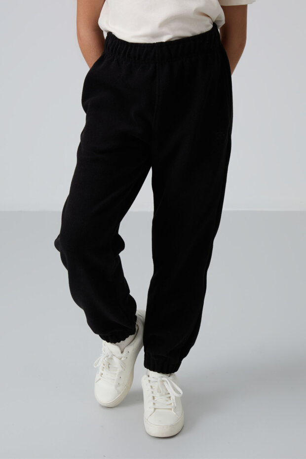 Standart Fit 2'li Paket Siyah-Gri Melanj Kız Çocuk Eşofman Alt - 75155 - 3