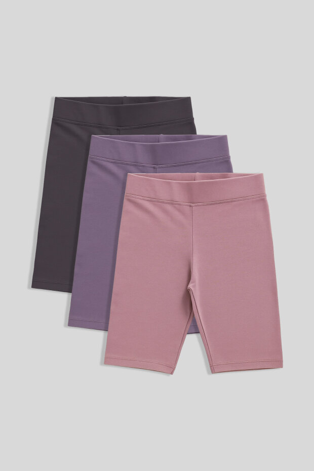 Standart Fit Basic 3'lü Paket Eflatun-Gül Kurusu-Koyu Gri Kız Çocuk Tayt - 75188 - 1