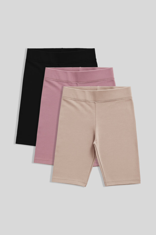 Standart Fit Basic 3'lü Paket Siyah-Gül Kurusu-Koyu Bej Kız Çocuk Tayt - 75188 - 1