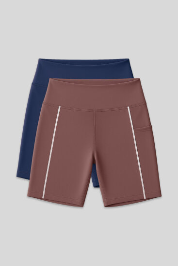 Standart Fit Basic 2'li Paket Kahverengi-Parlament Kız Çocuk Biker Tayt - 75189 