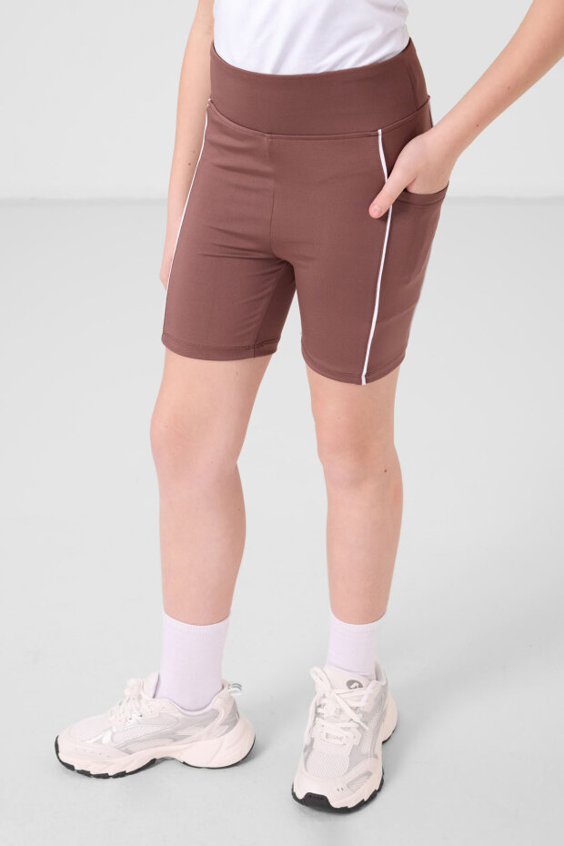 Standart Fit Basic 2'li Paket Kahverengi-Parlament Kız Çocuk Biker Tayt - 75189 - 4