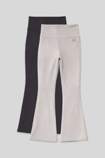 Esnek Performans İspanyol Paça 2'li Paket Antrasit-Taş Kız Çocuk Tayt - 75193 