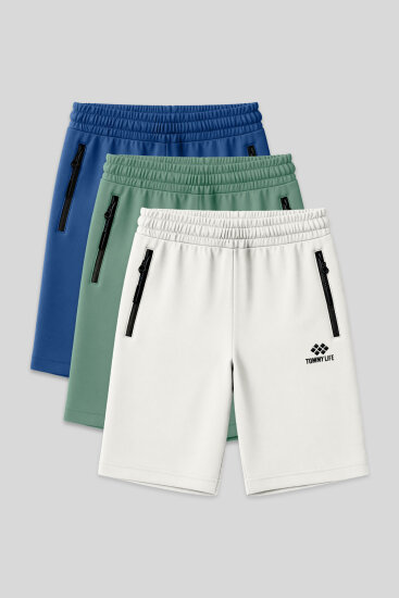 Standart Kalıp 3'lü Paket Ekru-Parlament-Açık Yeşil Erkek Şort - 81136 - TOMMYLIFE
