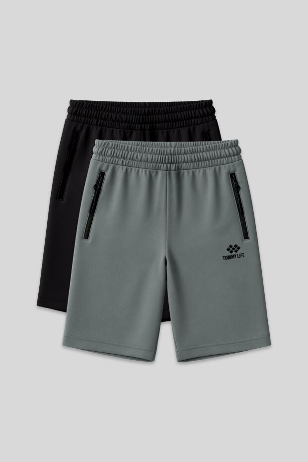 Standart Kalıp 2'li Paket Siyah-Çağla Erkek Şort - 81136 - 1