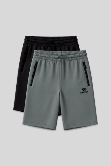 Standart Kalıp 2'li Paket Siyah-Çağla Erkek Şort - 81136 - TOMMYLIFE
