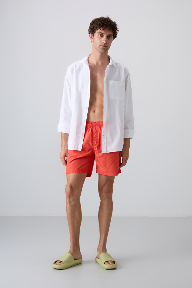 Standart Fit Basic 2'li Paket Haki-Oranj Erkek Deniz Şortu - 81237 - 3