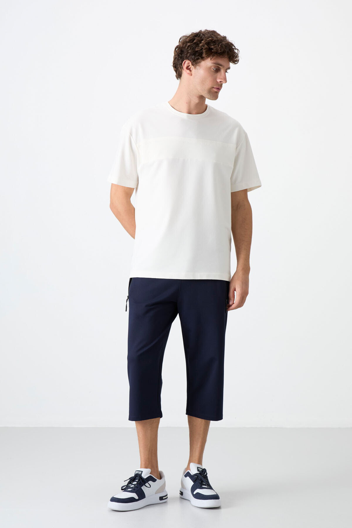 Standart Kalıp 3'lü Paket Lacivert-Antrasit Melanj-Petrol Erkek Kapri - 83091 - TOMMYLIFE (1)