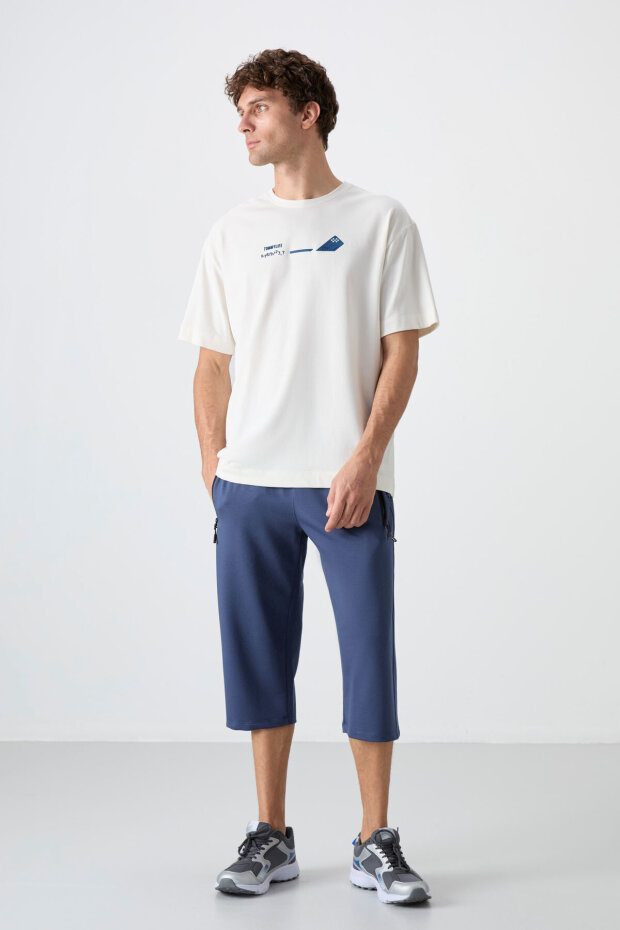 Standart Kalıp 3'lü Paket Lacivert-Antrasit Melanj-Petrol Erkek Kapri - 83091 - 4