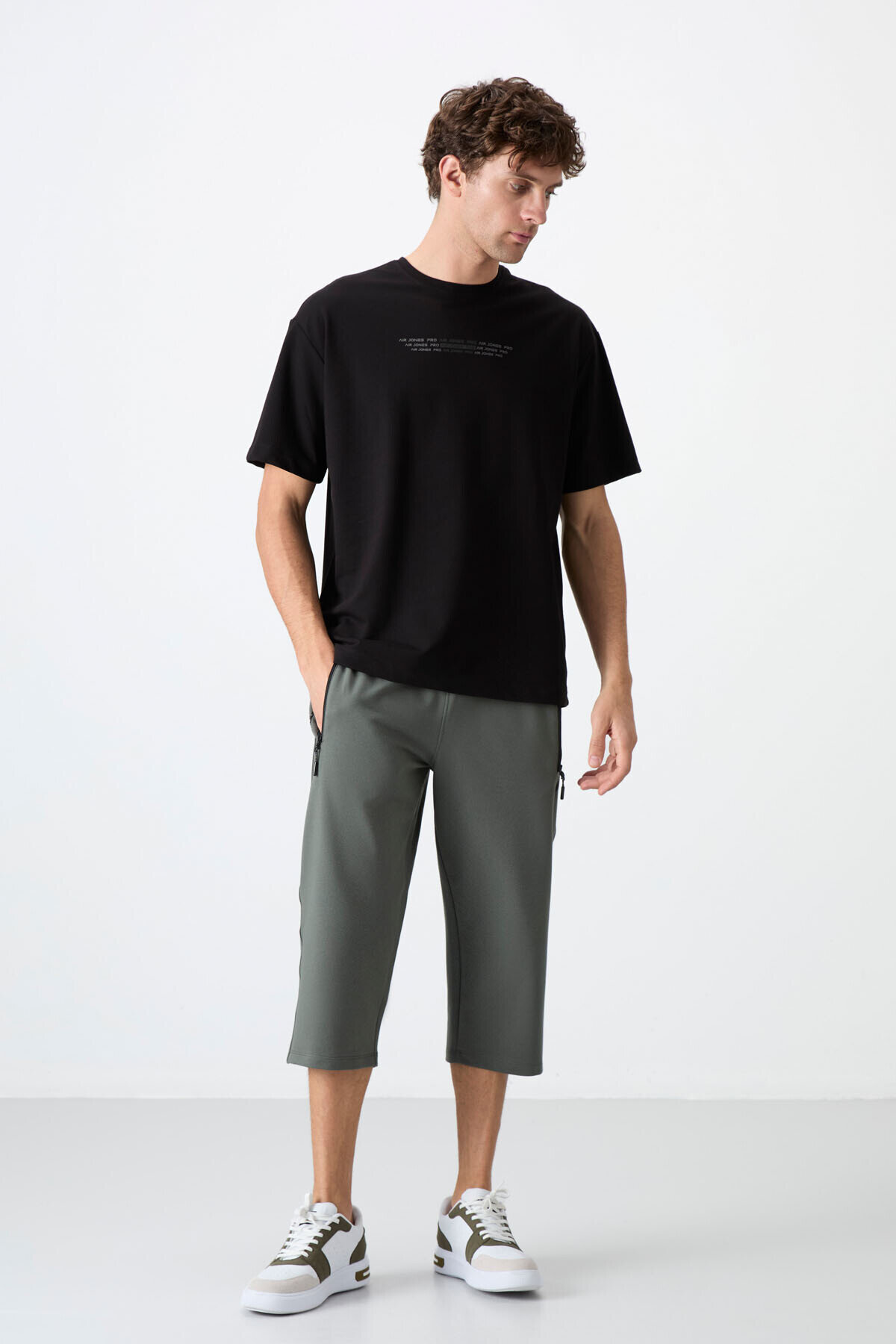 Standart Kalıp 3'lü Paket Siyah-Gri Melanj-Çağla Erkek Kapri - 83091 - TOMMYLIFE (1)