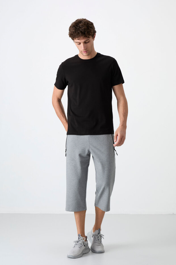 Standart Kalıp 3'lü Paket Siyah-Gri Melanj-Çağla Erkek Kapri - 83091 - 4