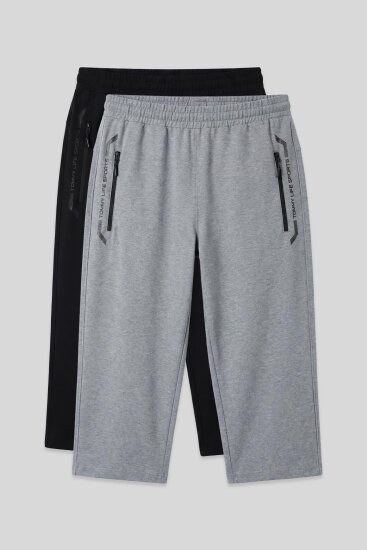 Standart Kalıp 2'li Paket Siyah-Gri Melanj Erkek Kapri - 83091 