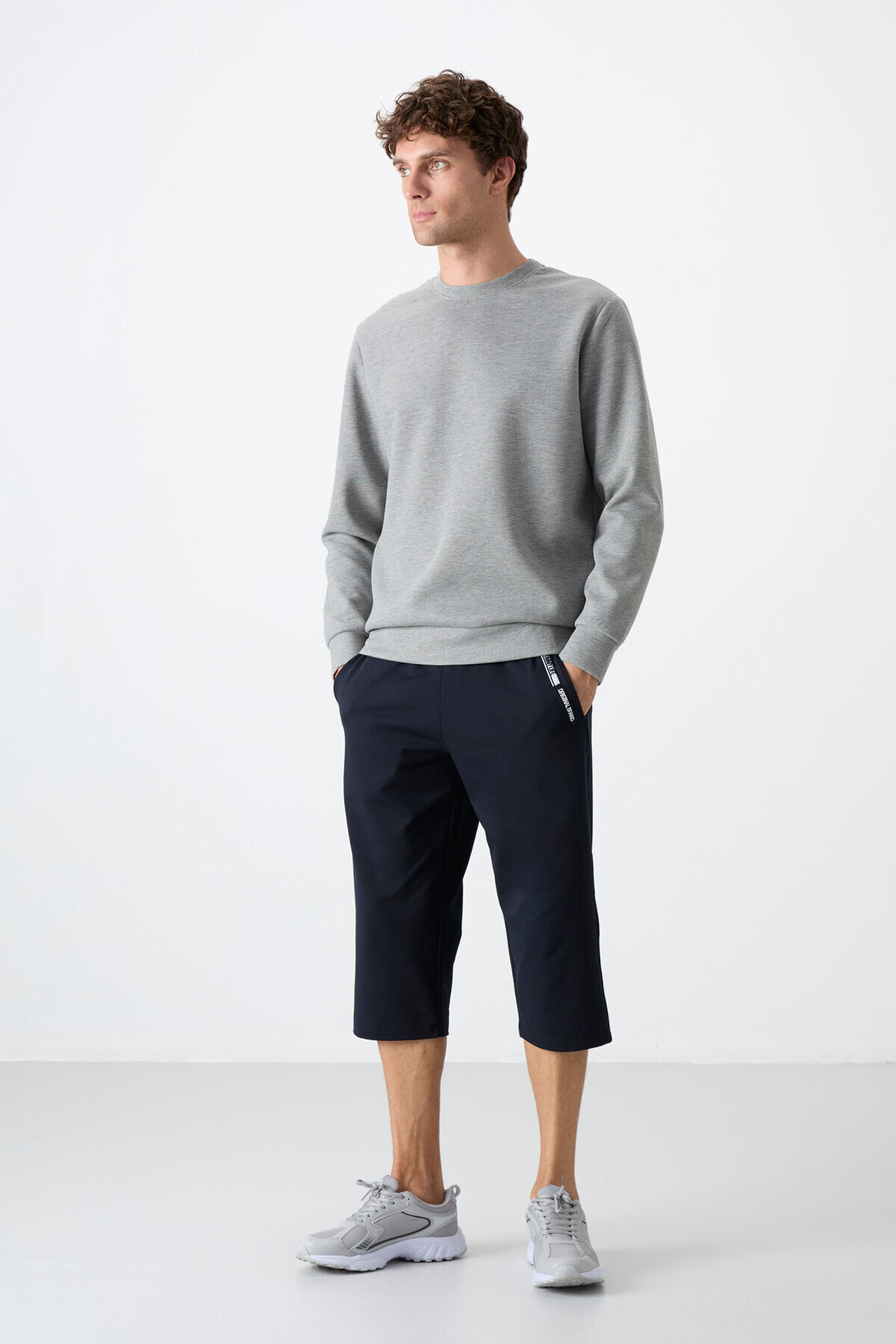 Standart Kalıp 3'lü Paket Siyah-Lacivert-Gri Melanj Erkek Kapri - 83092 - TOMMYLIFE (1)