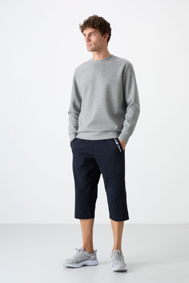 Standart Kalıp 3'lü Paket Siyah-Lacivert-Gri Melanj Erkek Kapri - 83092 - 2