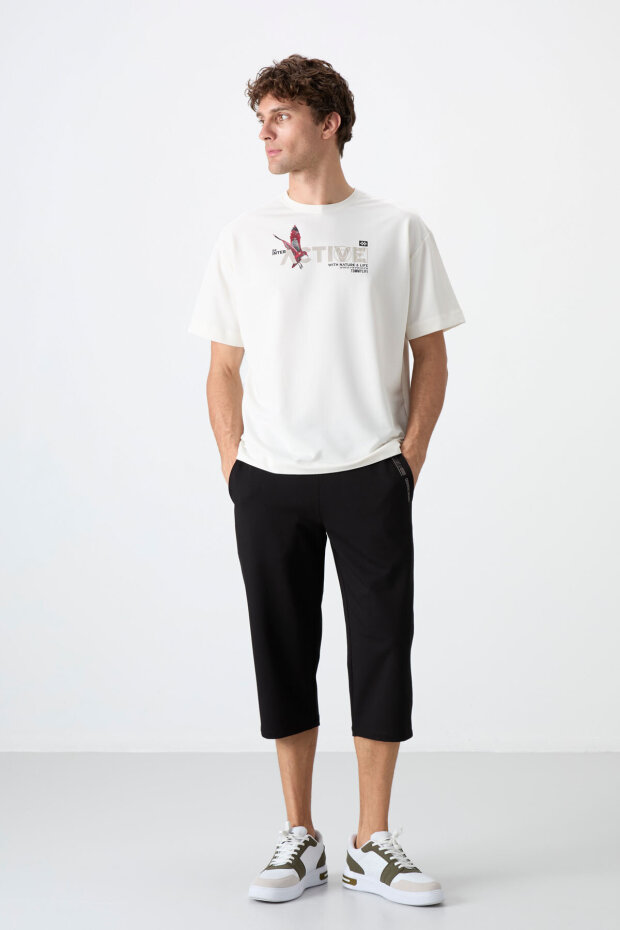 Standart Kalıp 3'lü Paket Siyah-Lacivert-Gri Melanj Erkek Kapri - 83092 - 4