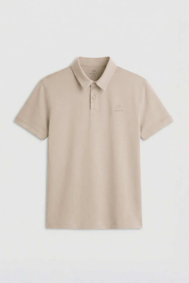 Standart Fit Basic Polo Yaka 2'li Paket Antrasit-Bej Erkek T-Shirt - 87748 - 3