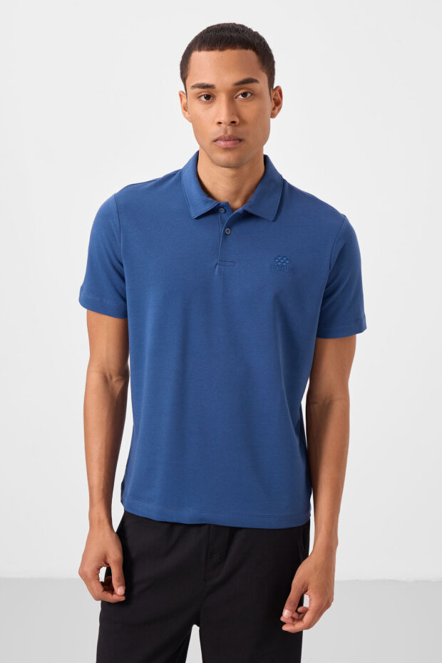 Standart Fit Basic Polo Yaka 3'lü Paket Lacivert-Taş-Parlament Erkek T-Shirt - 87748 - 2