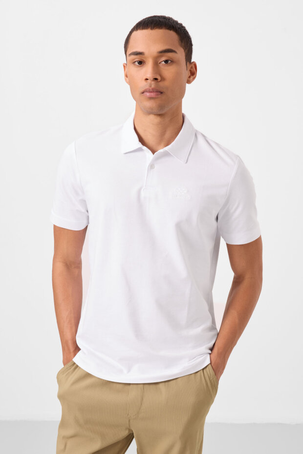 Standart Fit Basic Polo Yaka 3'lü Paket Siyah-Beyaz-Buz Mavi Erkek T-Shirt 87748 - 4