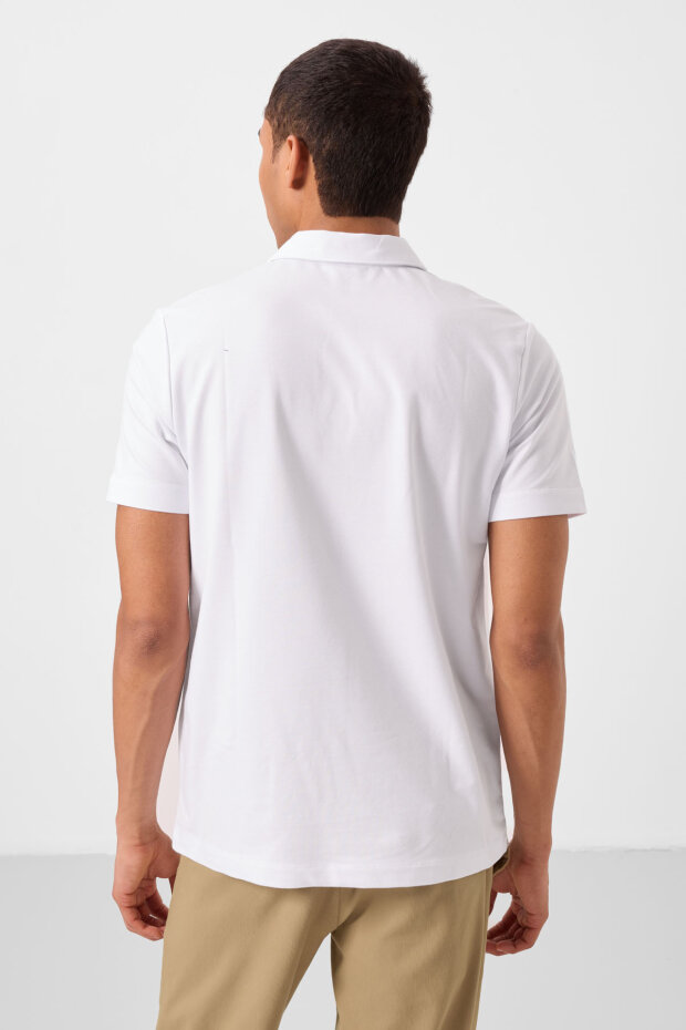 Standart Fit Basic Polo Yaka 3'lü Paket Siyah-Beyaz-Buz Mavi Erkek T-Shirt 87748 - 6