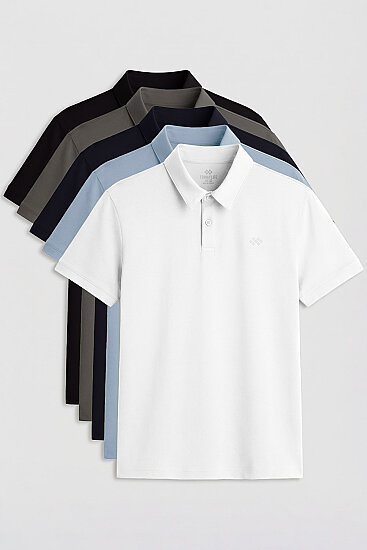 Standart Fit Basic Polo Yaka 5'li Paket Erkek T-Shirt - 87748 