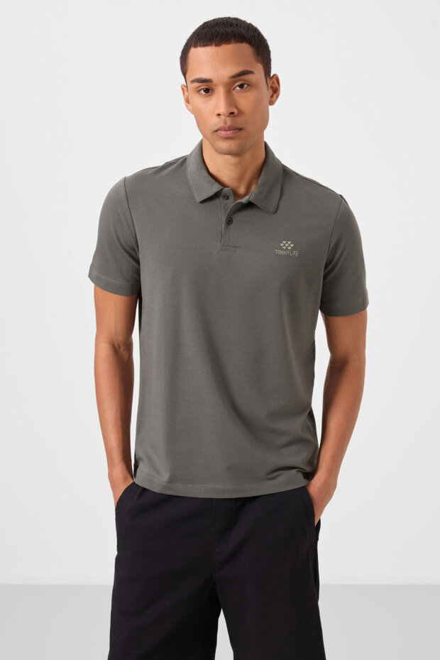 Standart Fit Basic Polo Yaka 2'li Paket Siyah-Çağla Erkek T-Shirt - 87748 - 4