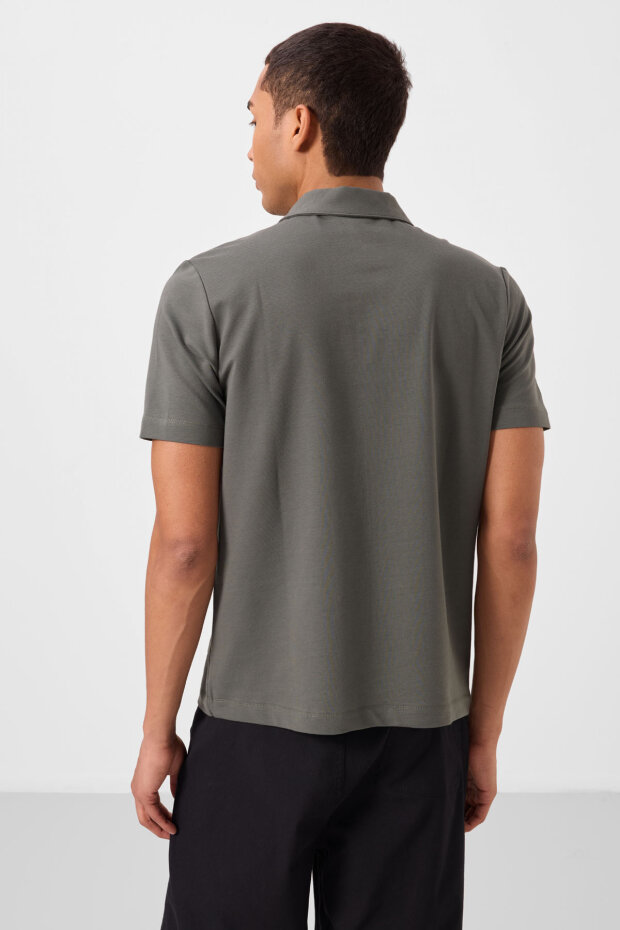 Standart Fit Basic Polo Yaka 2'li Paket Siyah-Çağla Erkek T-Shirt - 87748 - 6