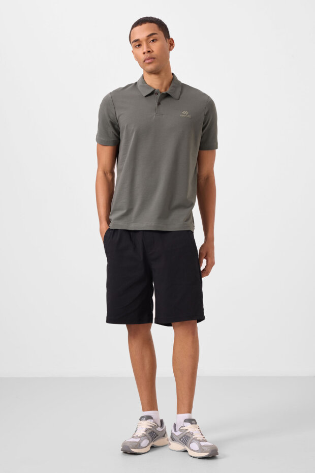 Standart Fit Basic Polo Yaka 2'li Paket Siyah-Çağla Erkek T-Shirt - 87748 - 2