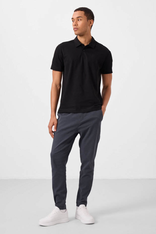 Standart Fit Basic Polo Yaka 2'li Paket Siyah-Çağla Erkek T-Shirt - 87748 - 5