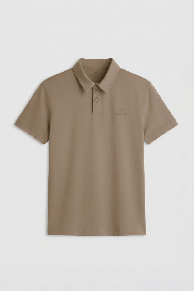 Standart Fit Basic Polo Yaka 2'li Paket Siyah-Koyu Bej Erkek T-Shirt - 87748 - 3