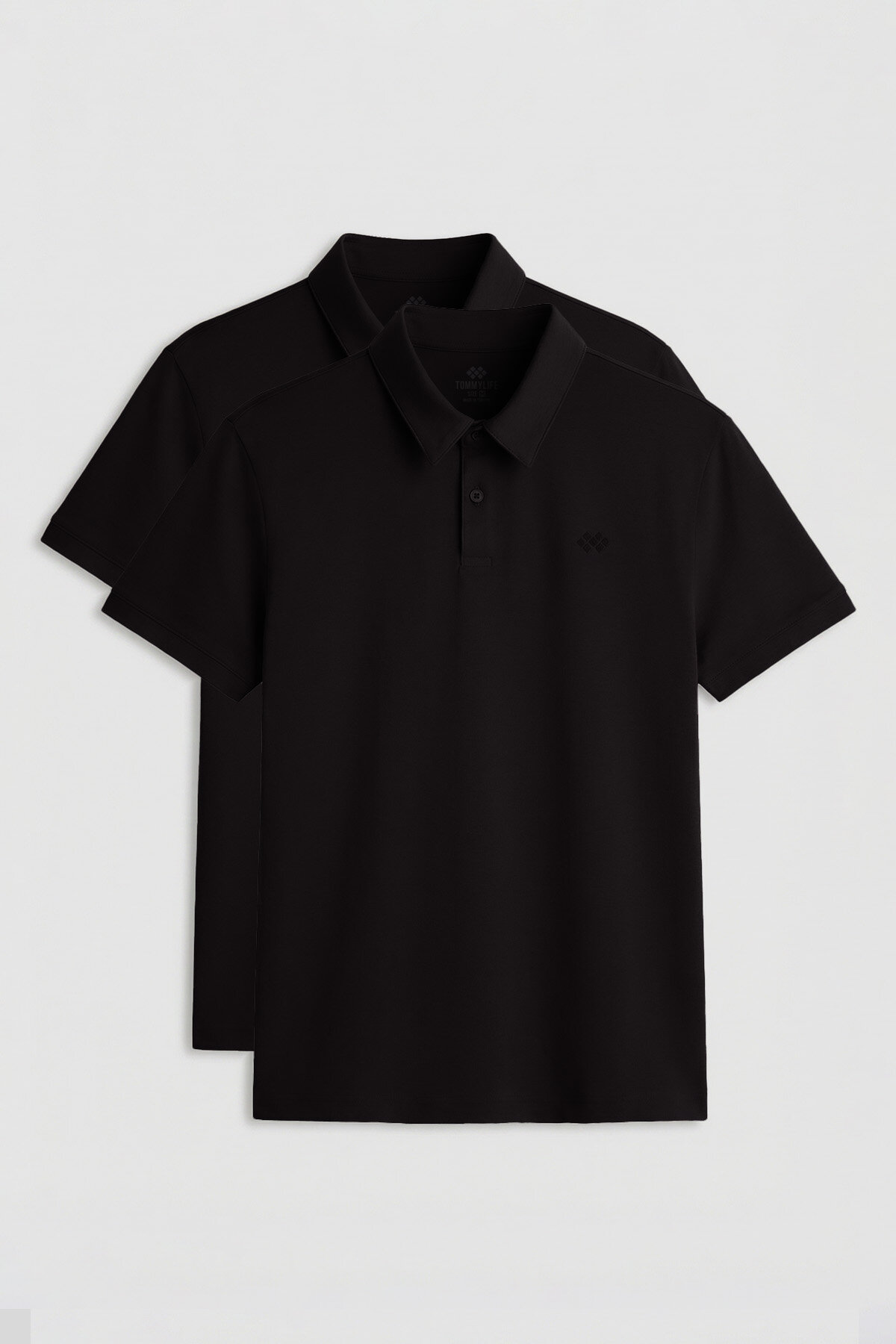 Standart Fit Basic Polo Yaka 2'li Paket Siyah Erkek T-Shirt - 87748 - TOMMYLIFE