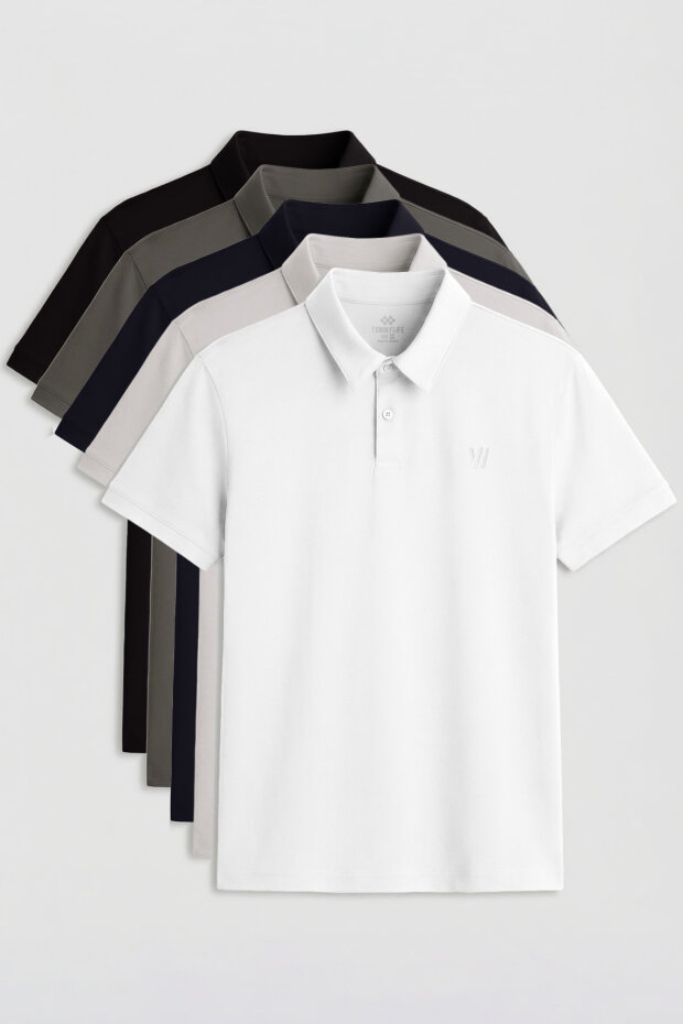 Standart Fit Basic Polo Yaka 5'li Paket Erkek T-Shirt - 87768 - 1