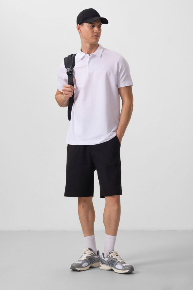 Standart Fit Basic Polo Yaka 2'li Paket Siyah-Beyaz Erkek T-Shirt - 87768 - 3