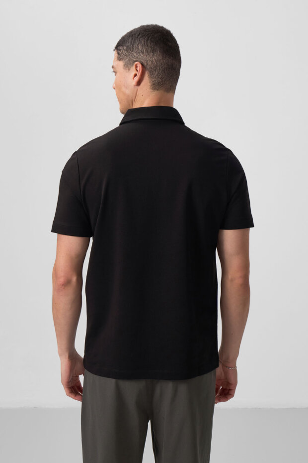 Standart Fit Basic Polo Yaka 2'li Paket Siyah-Çağla Erkek T-Shirt - 87768 - 6
