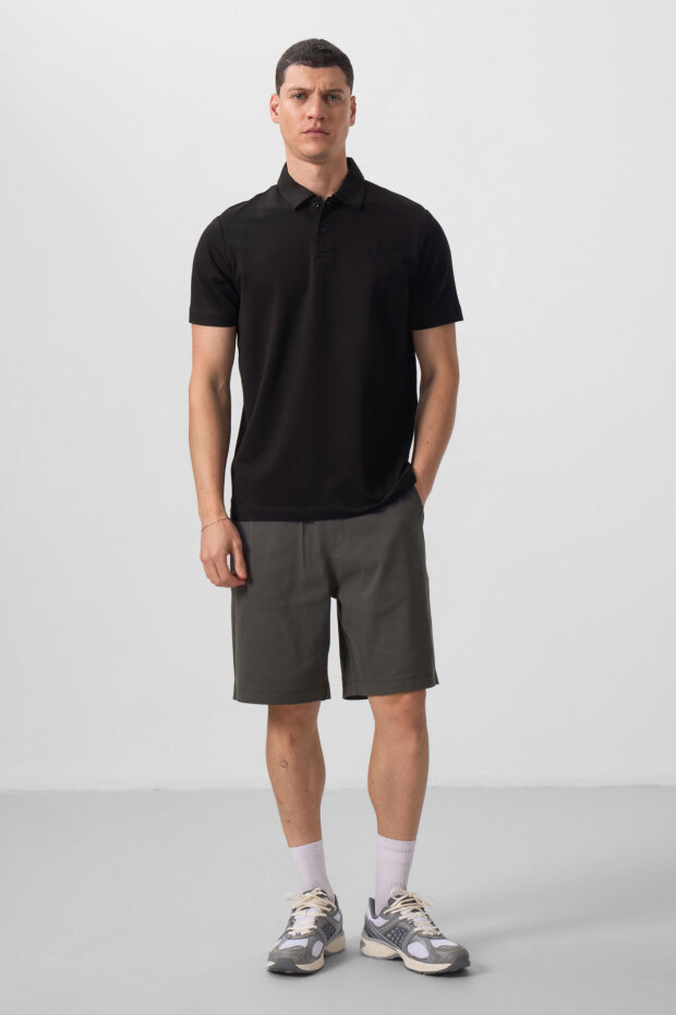 Standart Fit Basic Polo Yaka 2'li Paket Siyah-Çağla Erkek T-Shirt - 87768 - 2