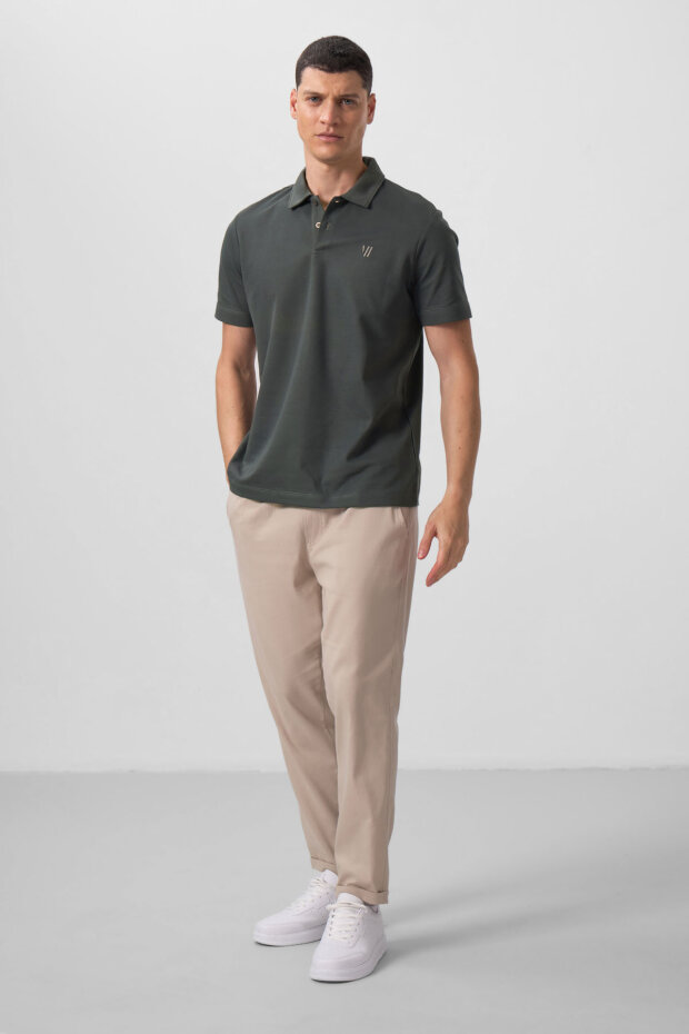 Standart Fit Basic Polo Yaka 2'li Paket Siyah-Çağla Erkek T-Shirt - 87768 - 5