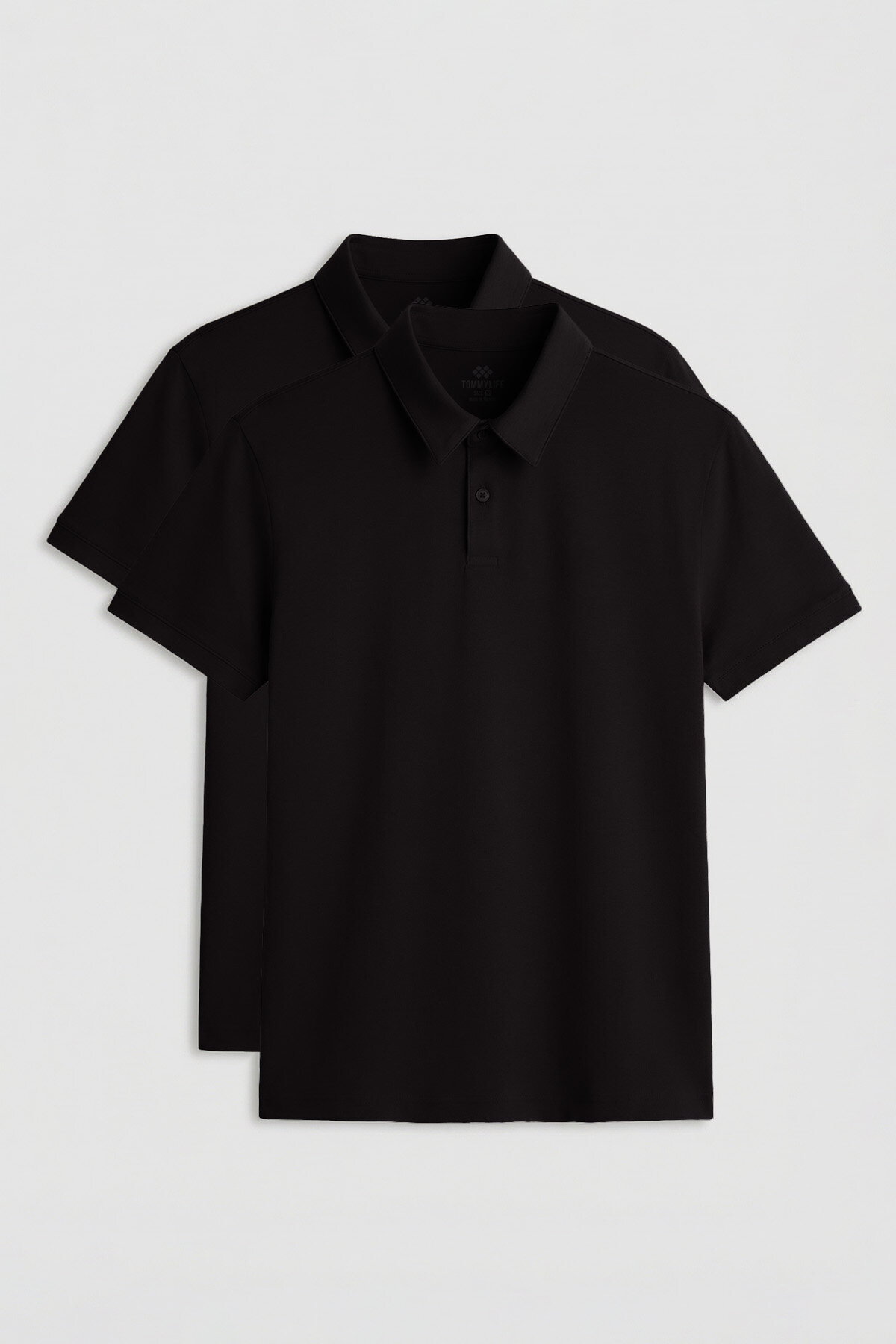 Standart Fit Basic Polo Yaka 2'li Paket Siyah Erkek T-Shirt - 87768 - TOMMYLIFE