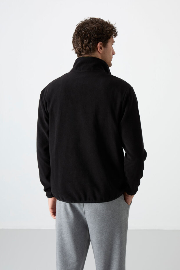 Dik Yaka Yarım Fermuarlı 2'li Paket Siyah-Gri Melanj Erkek Polar Sweatshirt - 87891 - 7