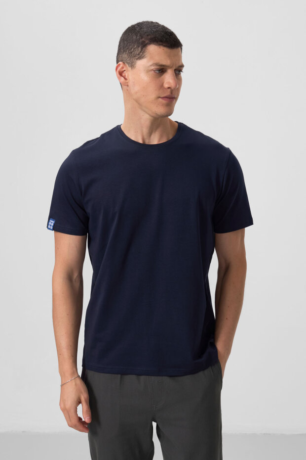 Standart Fit Basic O Yaka 3'lü Paket Lacivert Erkek T-Shirt 87911 - 3
