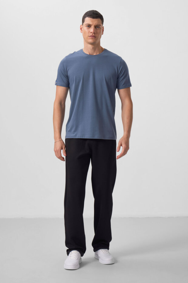 Standart Fit Basic O Yaka 3'lü Paket Siyah-Petrol-Taş Erkek T-Shirt - 87911 - 3